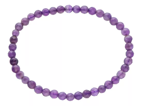 R4D86 BRANSOLETKA AMETYST KULE FASETOWANE 4 mm