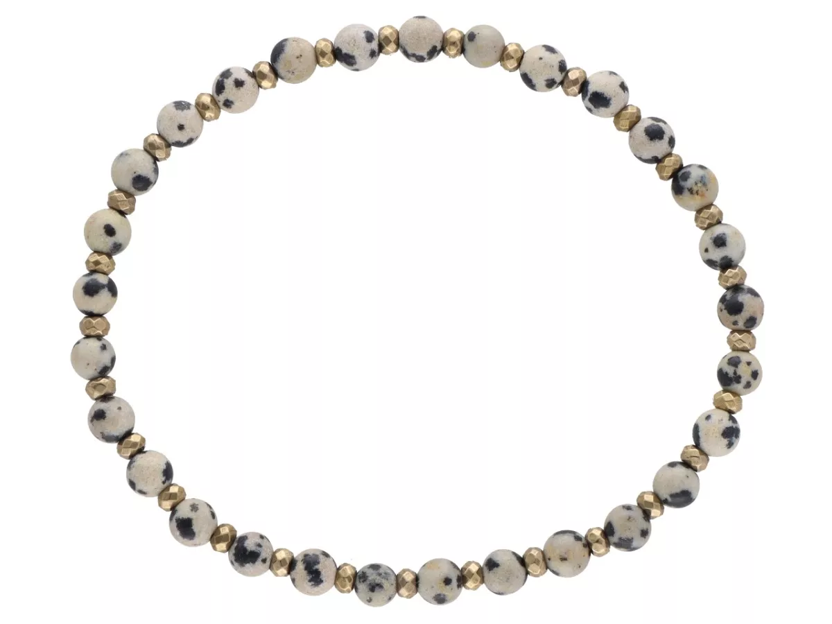 R4M49 BRANSOLETKA JASPIS DALMATYŃSKI KULE 4,5 mm