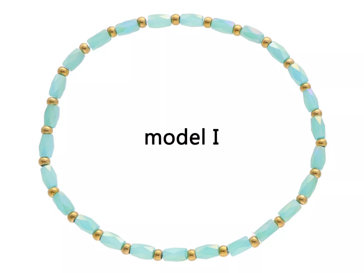 R4S41 BRANSOLETKA KRYSZTAŁKI I STAL CHIRURGICZNA NA GUMCE