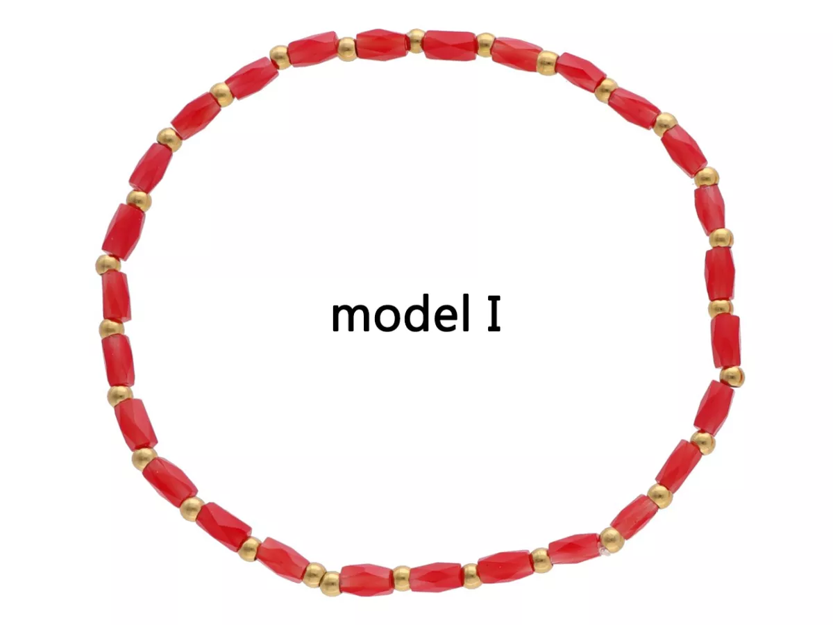 R4S46 BRANSOLETKA KRYSZTAŁKI I STAL CHIRURGICZNA NA GUMCE