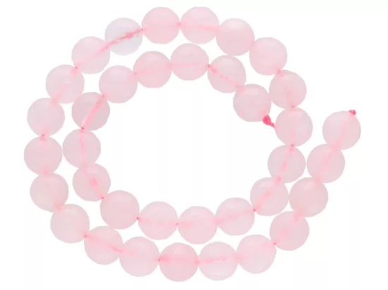 K6L25 KWARC RÓŻOWY KULE FASETOWANE 10 mm - 1 SZNUR
