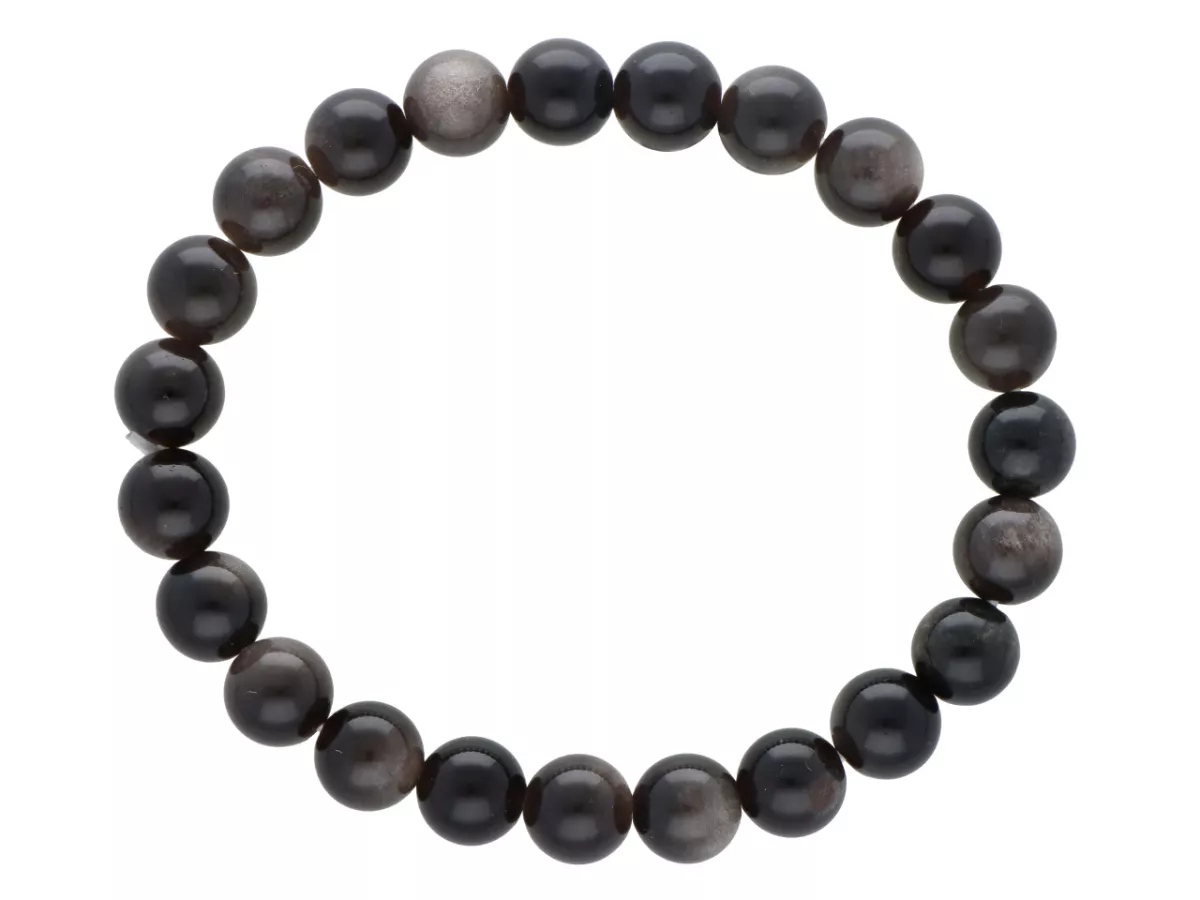 R5E21 BRANSOLETKA OBSYDIAN SREBRNY KULE 8,5 mm