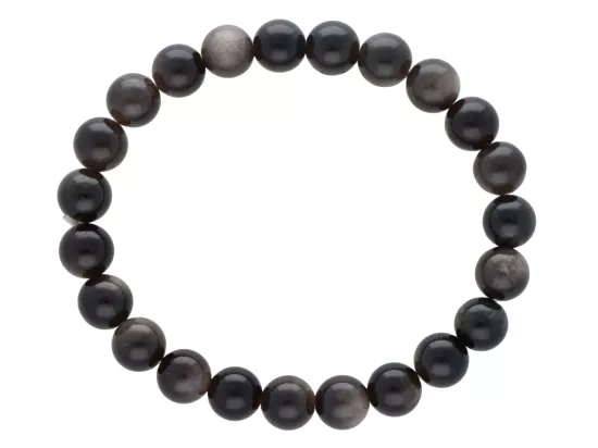 R5E21 BRANSOLETKA OBSYDIAN SREBRNY KULE 8,5 mm