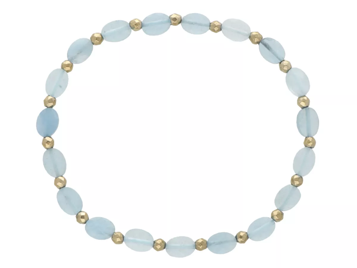 R5E24 BRANSOLETKA AKWAMARYN I HEMATYT MIODOWY