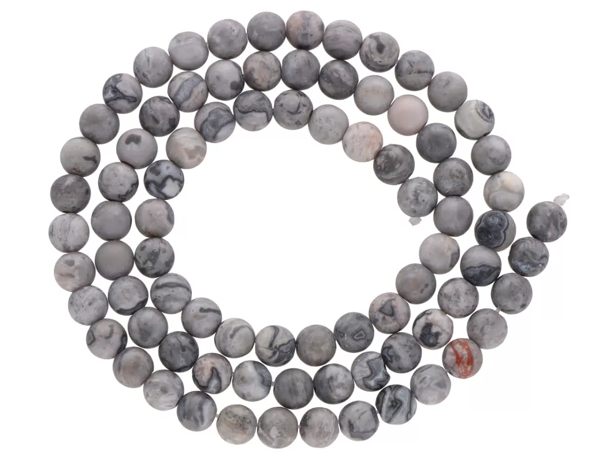 K6W38 JASPIS PICASSO SZARY MATOWY KULE 4,5 mm - 1 SZNUR