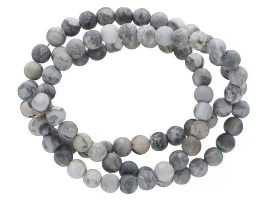 K6W38 JASPIS PICASSO SZARY MATOWY KULE 4,5 mm - 1 SZNUR