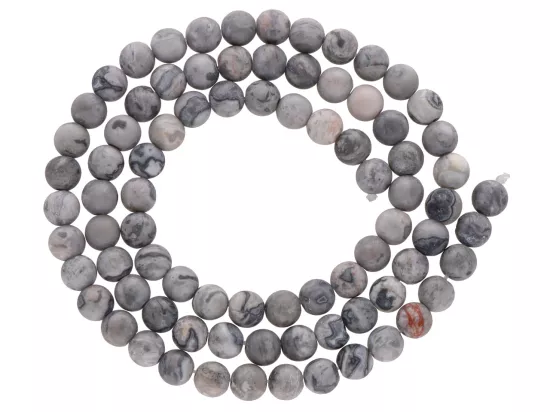 K6W38 JASPIS PICASSO SZARY MATOWY KULE 4,5 mm - 1 SZNUR