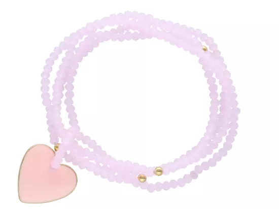 R3U49 BRANSOLETKA  4-RZĘDOWA Z ZAWIESZKĄ KRYSZTAŁKI 3 mm NA GUMCE