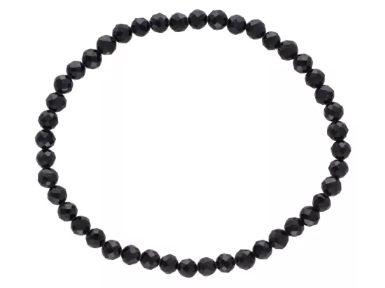 R4D98 BRANSOLETKA TURMALIN CZARNY KULE FASETOWANE 4,5 mm