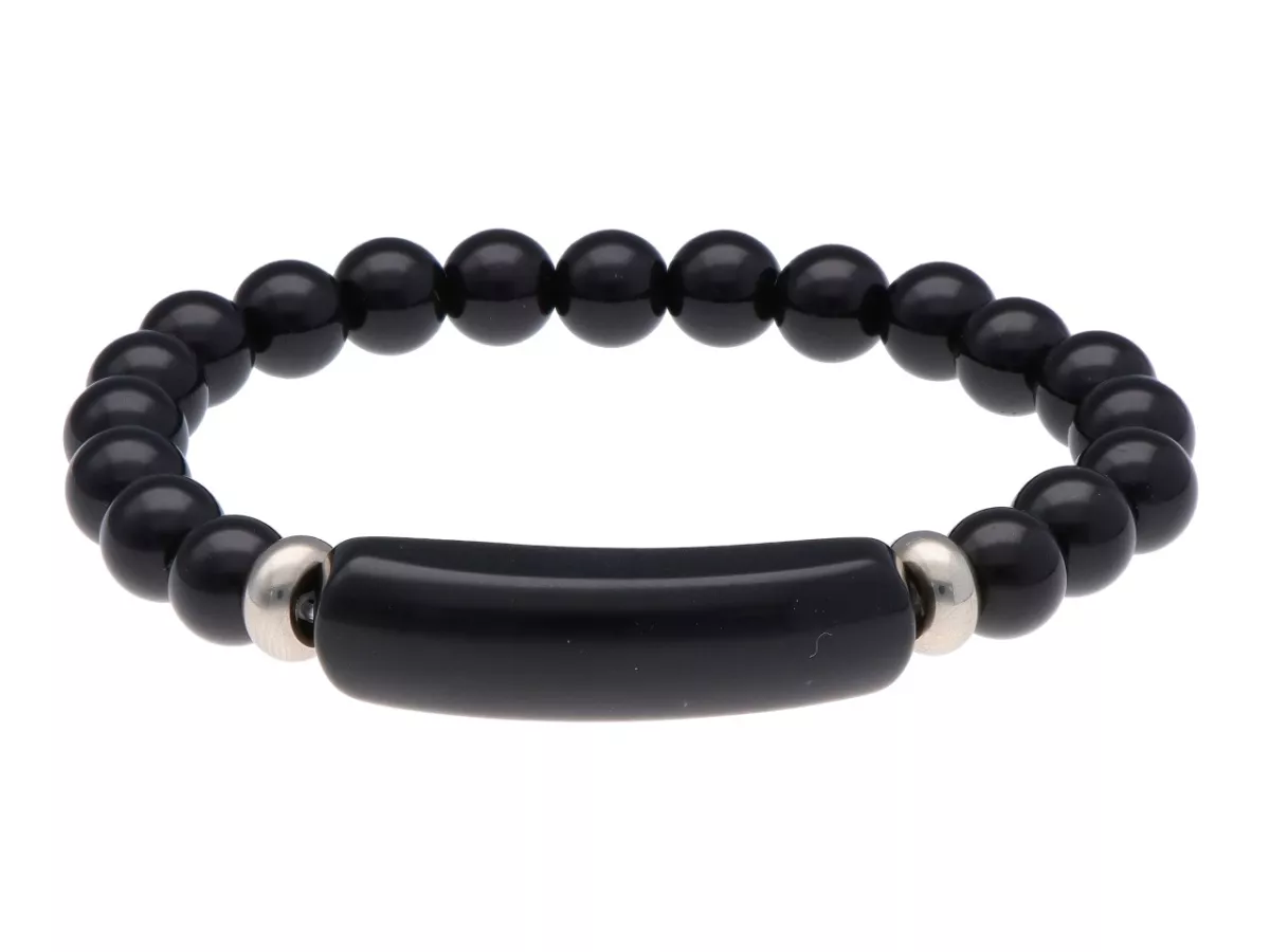R4T08 BRANSOLETKA CZARNY OBSYDIAN KULE 8 mm