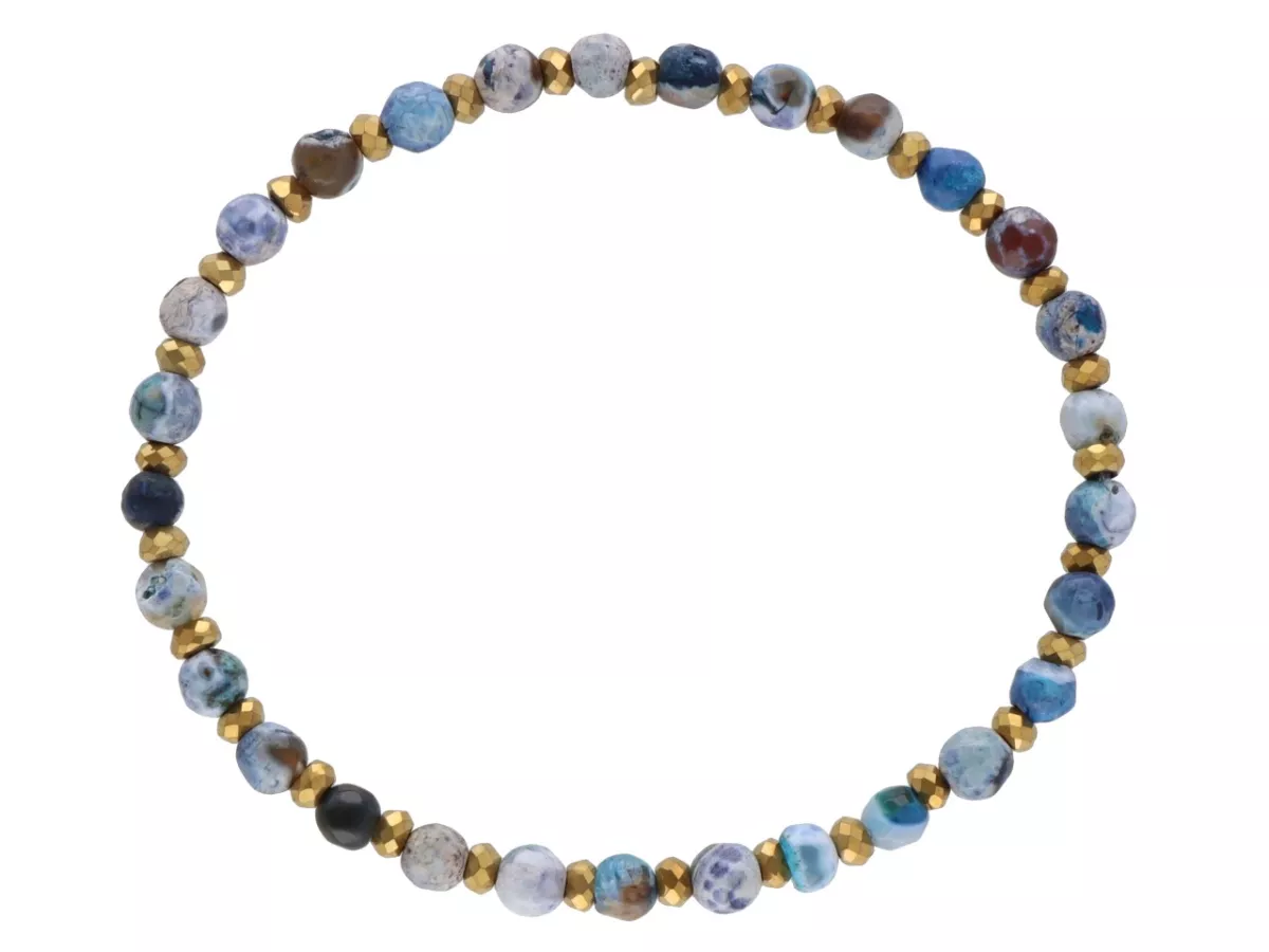 R5B15 BRANSOLETKA AGAT I HEMATYT