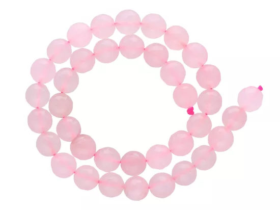 K6Z80 KWARC RÓŻOWY KULE FASETOWANE 10 mm - 1 SZNUR