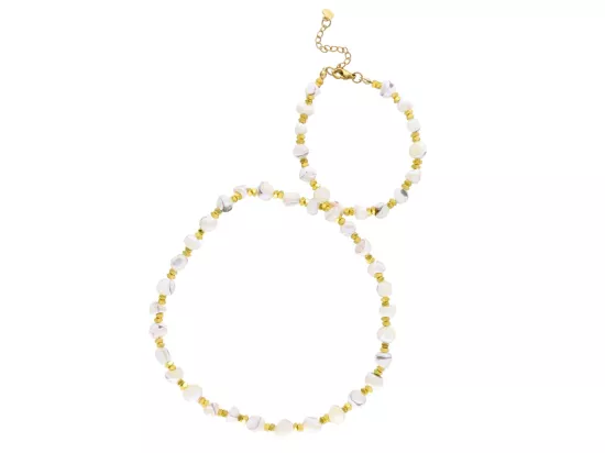 N3L81 NASZYJNIK MASA PERŁOWA I HEMATYT