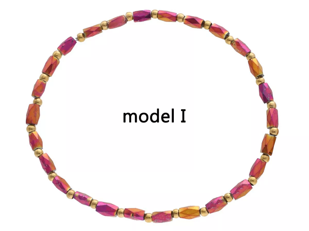 R4S48 BRANSOLETKA KRYSZTAŁKI I STAL CHIRURGICZNA NA GUMCE