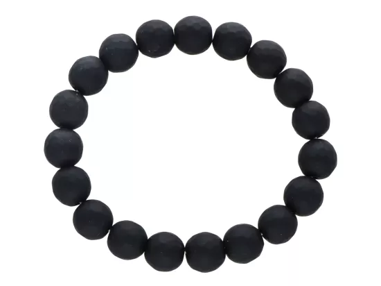 R2P01 BRANSOLETKA ONYKS MATOWY KULE FASETOWANE 10 mm