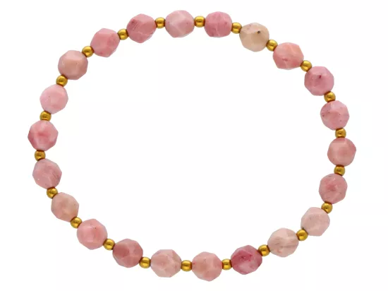 R4M22 BRANSOLETKA RODOCHROZYT DIAMENTOWY KULE FASETOWANE 6 mm