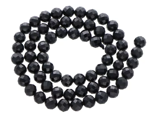 K7E91 TURMALIN CZARNY KULE FASETOWANE 6 mm - 1 SZNUR