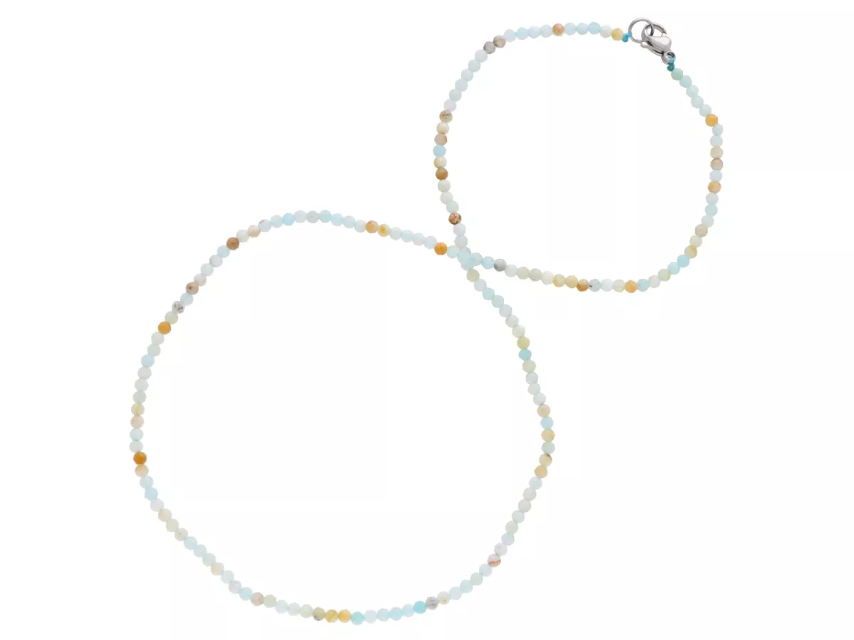 N3P48 NASZYJNIK AMAZONIT KULE FASETOWANE 2,5 mm