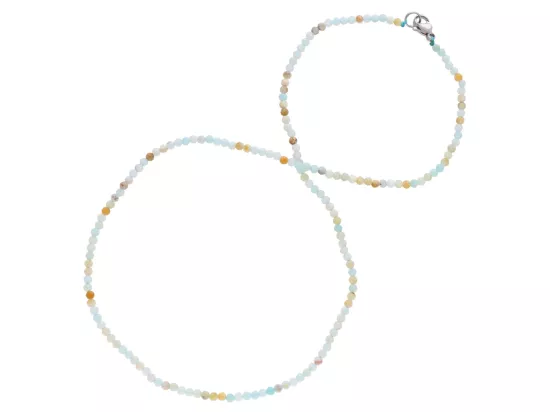 N3P48 NASZYJNIK AMAZONIT KULE FASETOWANE 2,5 mm