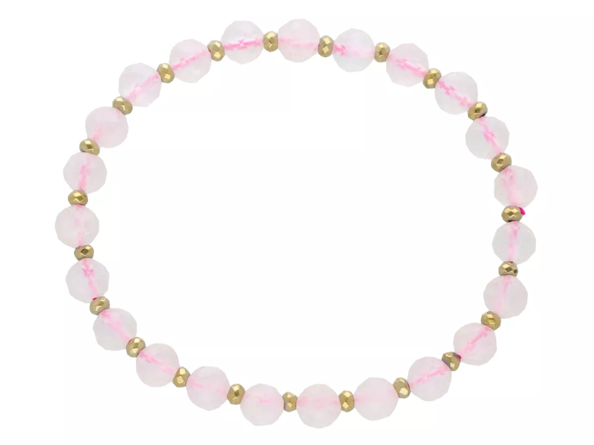 R5B67 BRANSOLETKA KWARC RÓŻOWY I HEMATYT