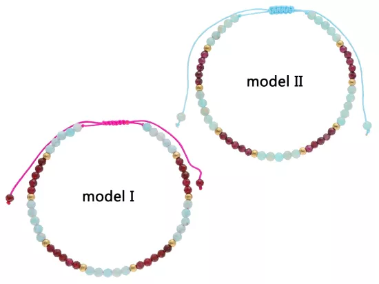 R4O17 BRANSOLETKA SHAMBALLA AMAZONIT GRANAT I STAL CHIRURGICZNA