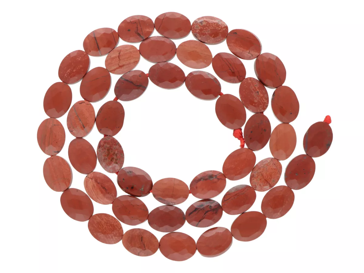 K7P72 JASPIS CZERWONY OWAL FASETOWANY 6/8 mm - 1 SZNUR