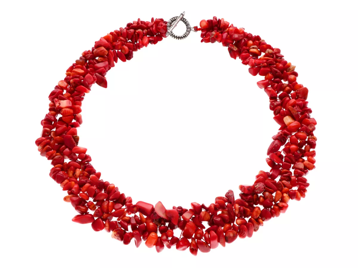 N2D71 NASZYJNIK KORAL CZERWONY SIECZKA