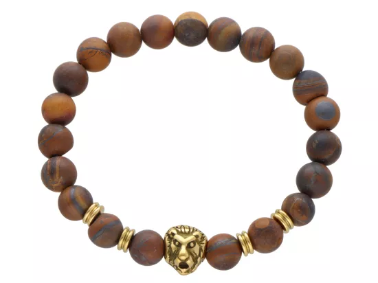 R4N56 BRANSOLETKA TYGRYSIE OKO MATOWE KULE 8 mm