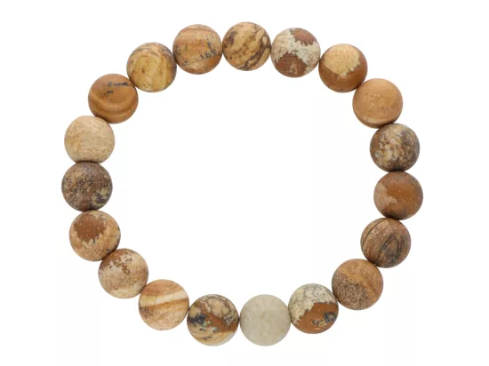 R3F46 BRANSOLETKA JASPIS OBRAZKOWY MATOWY KULE 10,5 mm