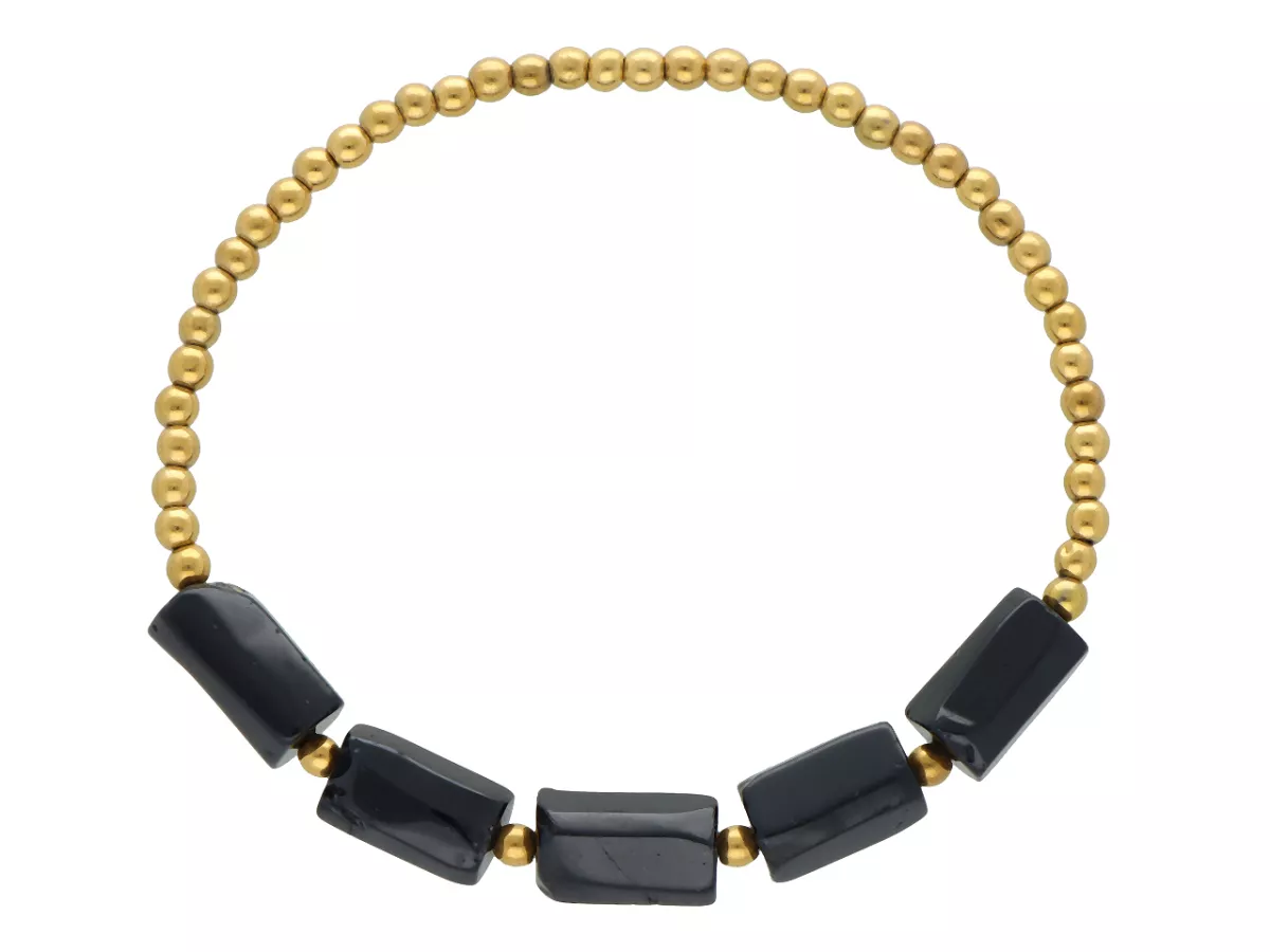 R5C65 BRANSOLETKA TURMALIN CZARNY I HEMATYT