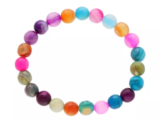 R1N69 BRANSOLETKA AGAT MIX KULE FASETOWANE 8 mm