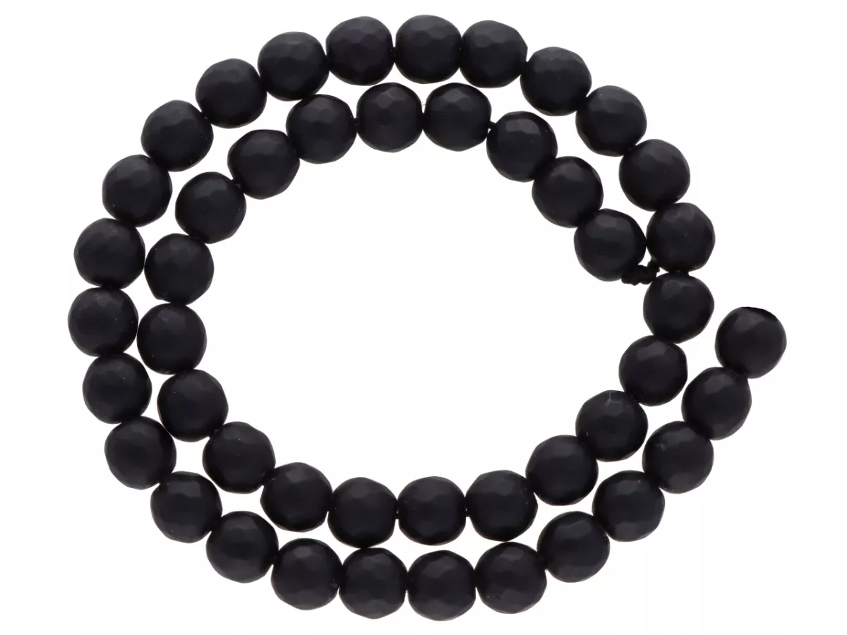 K7P36 ONYKS MATOWY KULE FASETOWANE 8 mm - 1 SZNUR