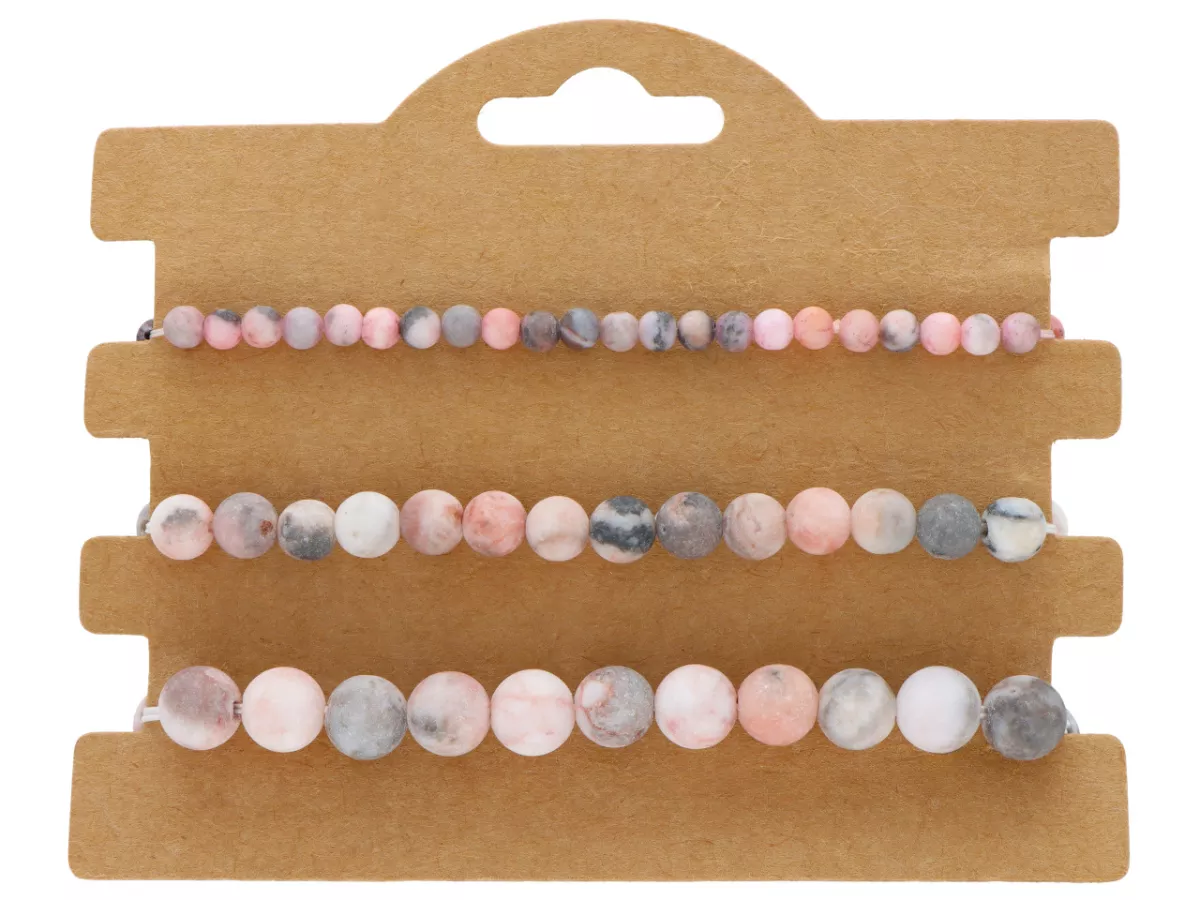 R4T85 ZESTAW BRANSOLETEK RODONIT MATOWY KULE