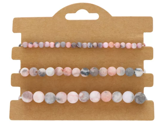 R4T85 ZESTAW BRANSOLETEK RODONIT MATOWY KULE