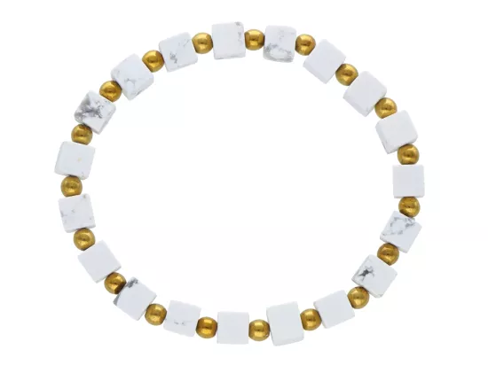 R4K71 BRANSOLETKA BIAŁY HOWLIT LUX KOSTKI 6,5 mm