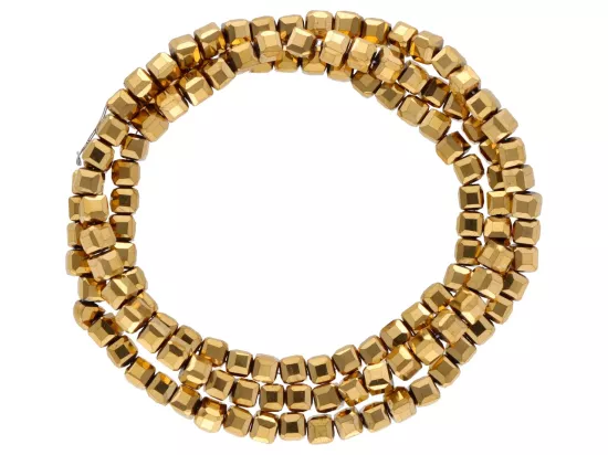 K7P34 HEMATYT MIODOWY KOSTKI FASETOWANE 3/3 mm - 1 SZNUR