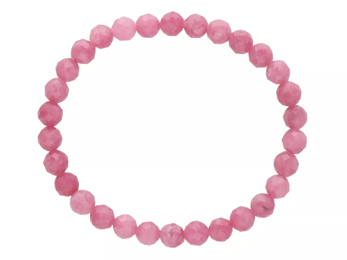 R4I74 BRANSOLETKA TURMALIN RÓŻOWY KULE FASETOWANE 6 mm