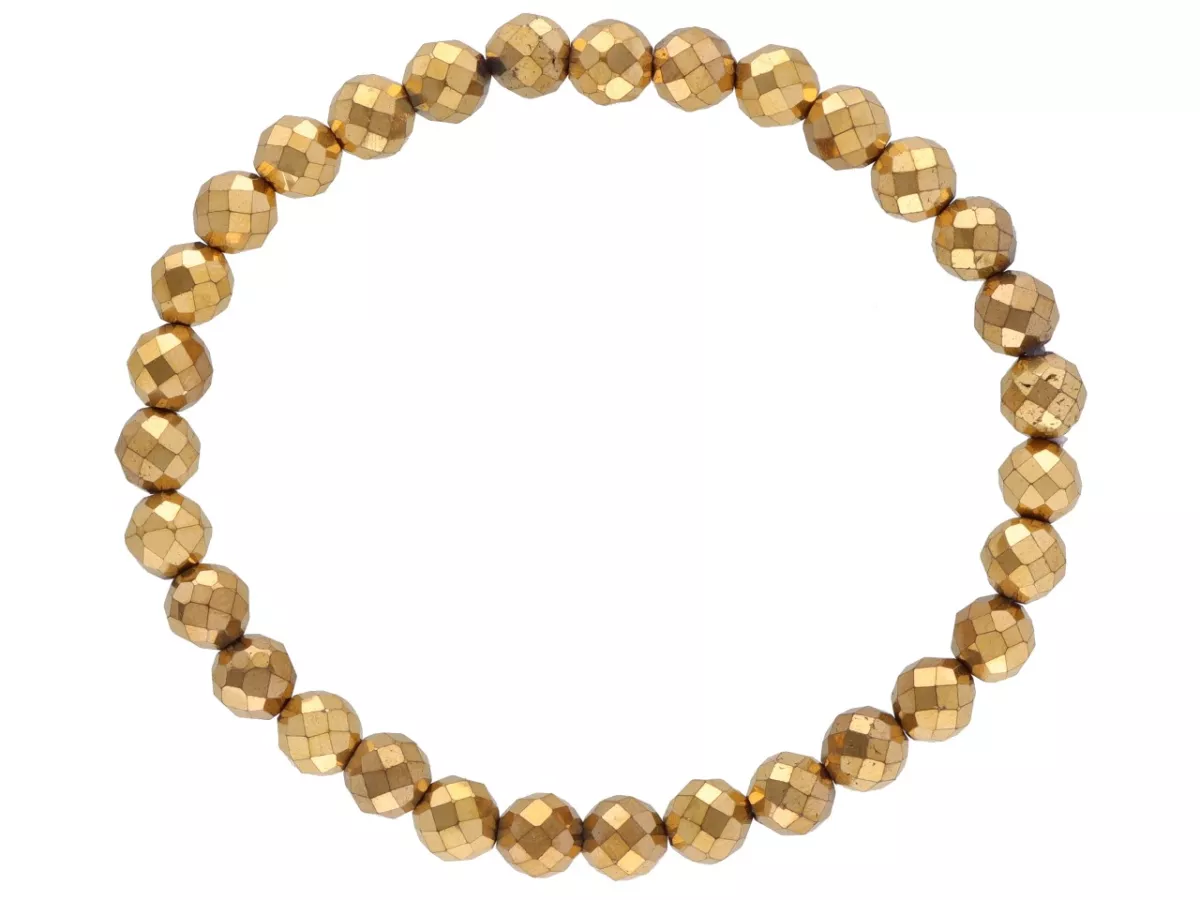 R5C53 BRANSOLETKA HEMATYT MIODOWY KULE FASETOWANE 6 mm