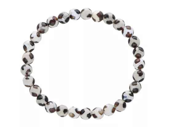 R4J45 BRANSOLETKA AGAT TYBETAŃSKI KULE FASETOWANE 6 mm