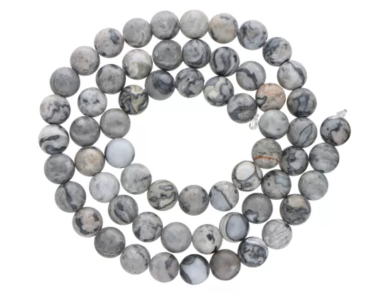 K6N61 JASPIS PICASSO SZARY KULE 6,5 mm - 1 SZNUR