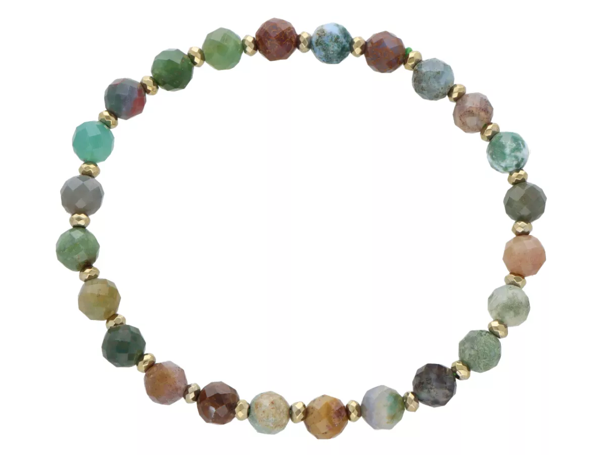 R5B71 BRANSOLETKA AGAT INDYJSKI I HEMATYT