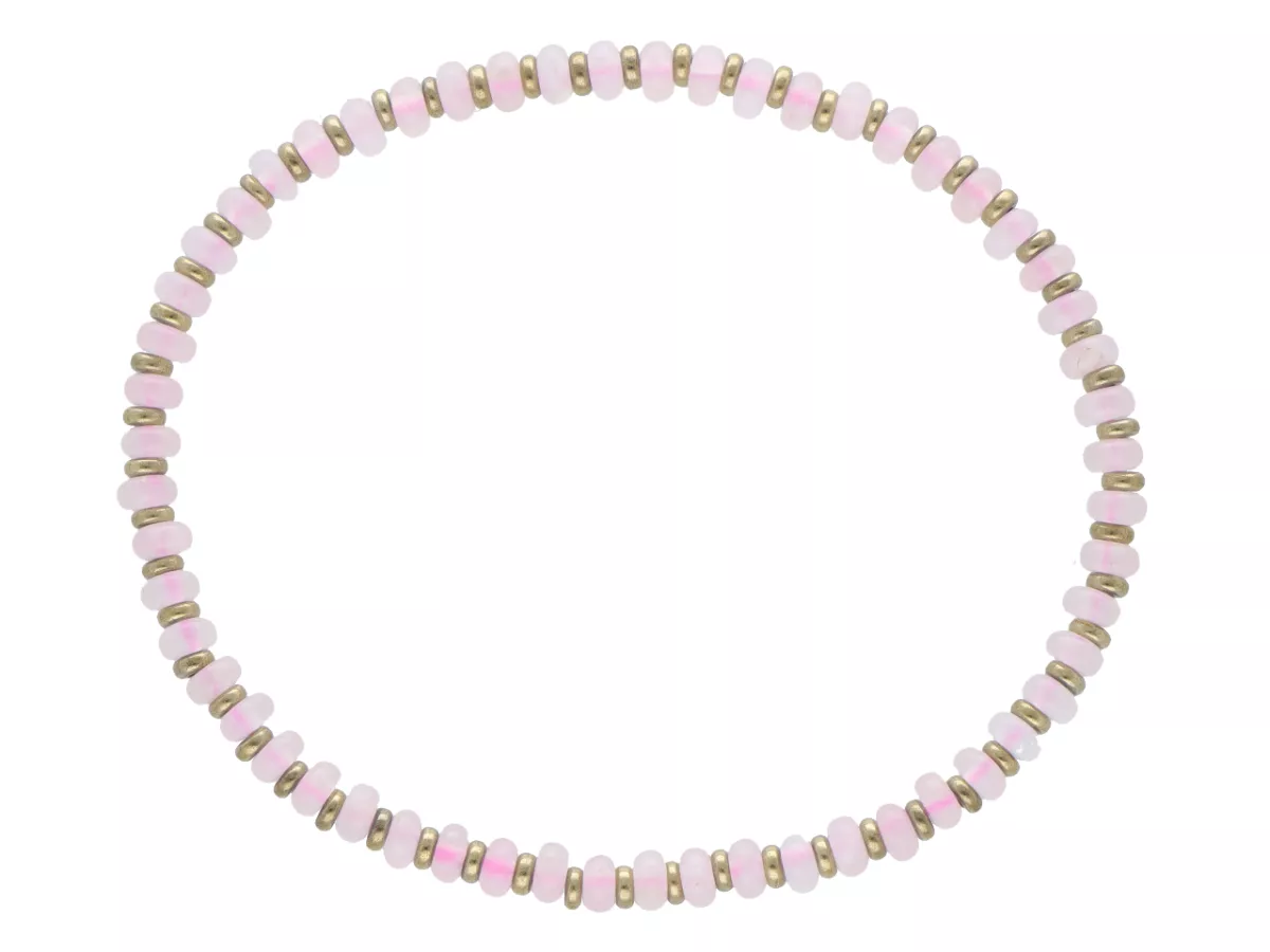 R5E91 BRANSOLETKA KWARC RÓŻOWY I HEMATYT