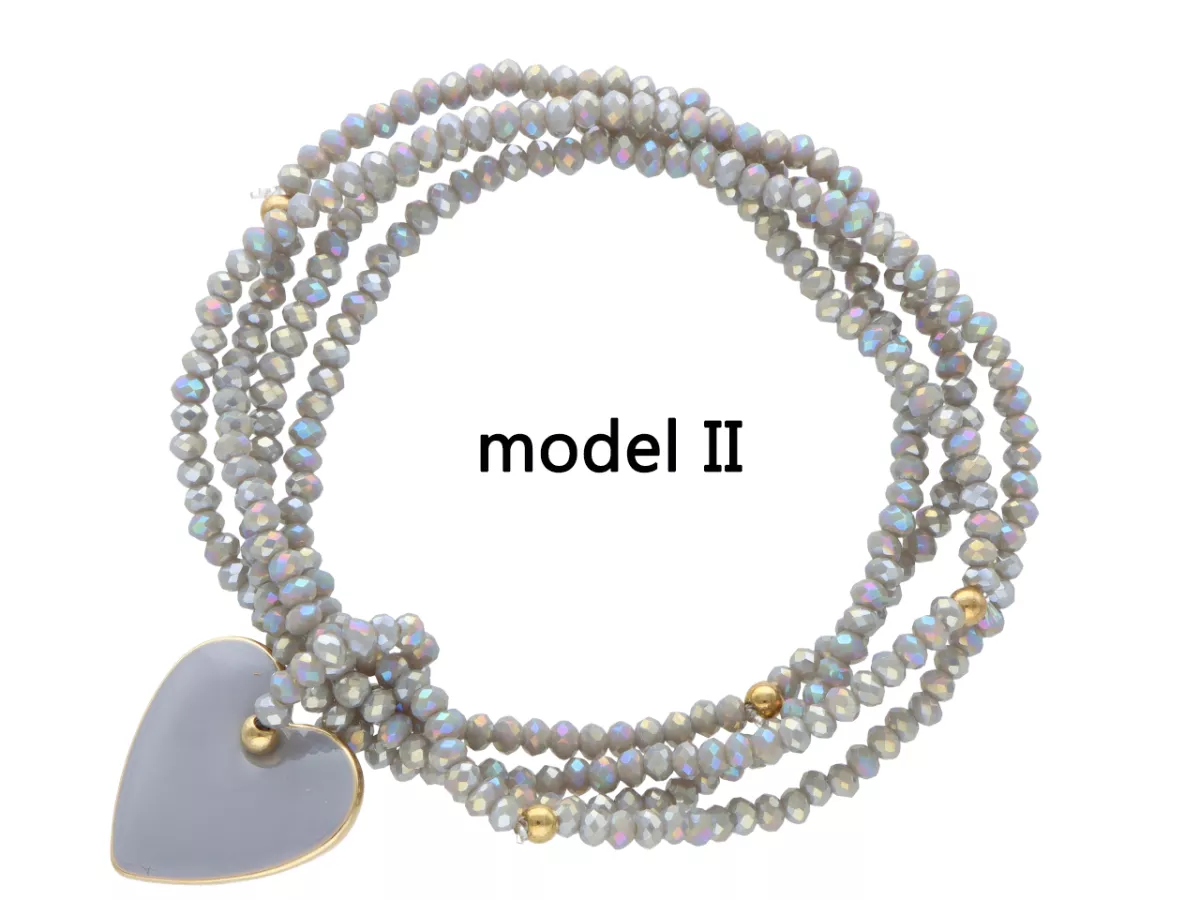 R3C70 BRANSOLETKA  4-RZĘDOWA Z ZAWIESZKĄ KRYSZTAŁKI 3 mm NA GUMCE