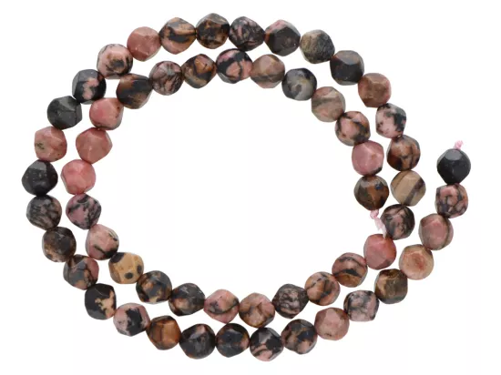 K7U74 RODONIT CZARNY DIAMENTOWY KULE FASETOWANE 6 mm 1 SZNUR