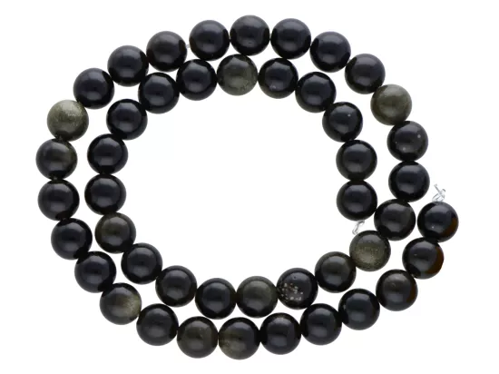 K6R13 OBSYDIAN ZŁOTY KULE 8 mm - 1 SZNUR