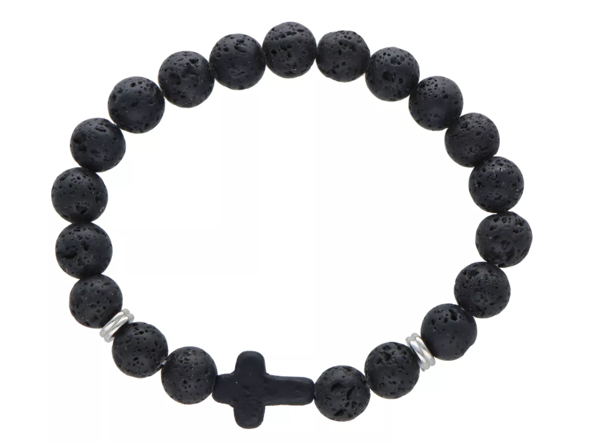 R4E70 BRANSOLETKA LAWA CZARNA KULE 8,5 mm