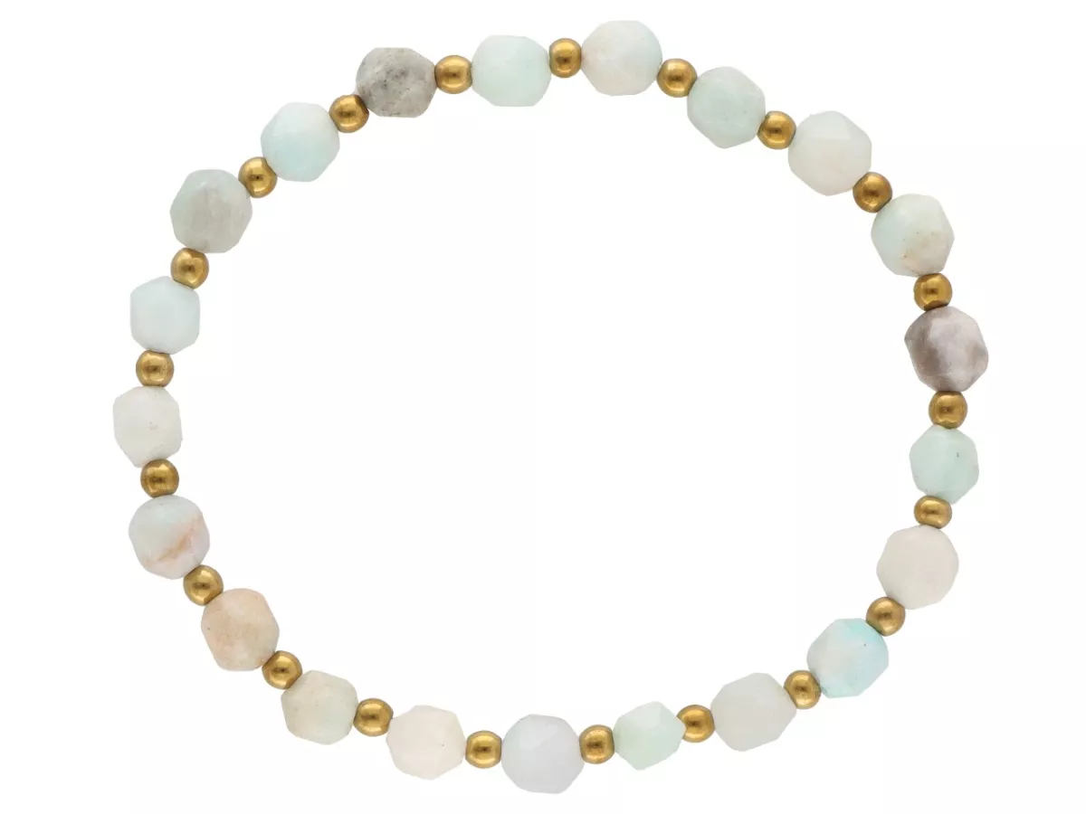 R4M21 BRANSOLETKA AMAZONIT DIAMENTOWY KULE FASETOWANE 6 mm