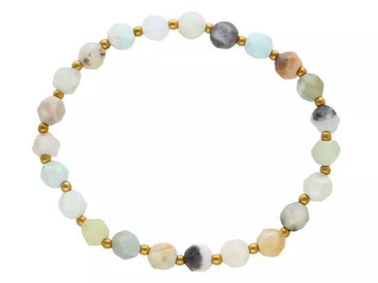 R4M21 BRANSOLETKA AMAZONIT DIAMENTOWY KULE FASETOWANE 6 mm