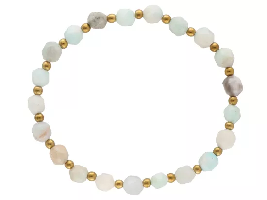 R4M21 BRANSOLETKA AMAZONIT DIAMENTOWY KULE FASETOWANE 6 mm