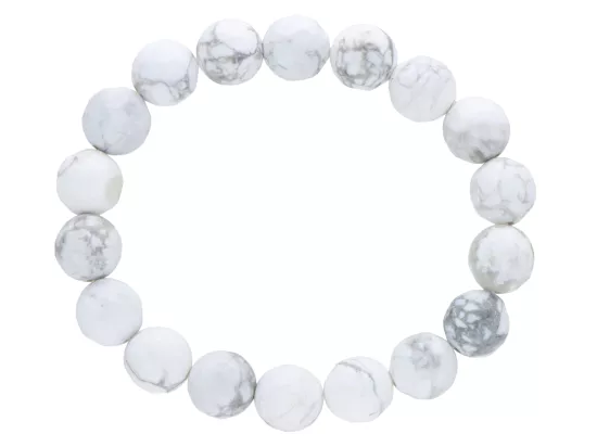 R4W11 BRANSOLETKA HOWLIT BIAŁY LUX KULE FASETOWANE 10 mm